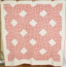 1870's Red & White Ocean Waves Quilt