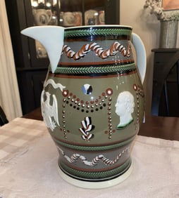 Staffordshire Don Carpentier Massive Mochaware Pitcher Over 11” Tall Mocha