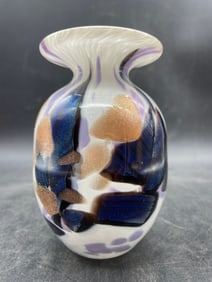 Rochester NY Artist Signed August Hueter Studio Glass Vase 1997