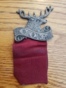 Catholic order of Forester badge figural elk Phil Sheridan court 561 post C.O.F.