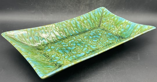Vintage Mid Century Anthony Freeman McFarlin California Pottery Green Tray
