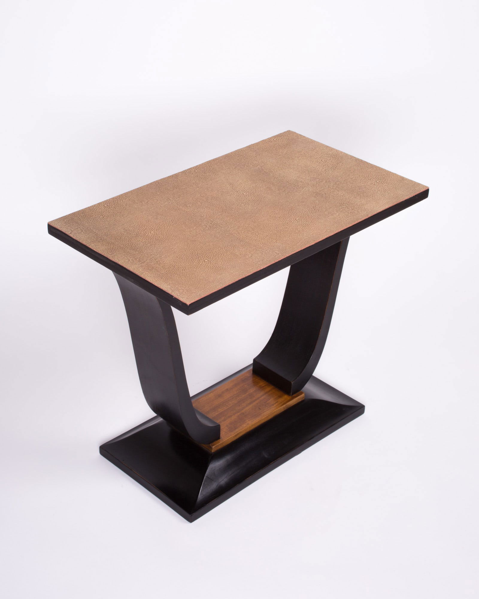 French art deco U-Shape shagreen Leather Top table (1 of 4)