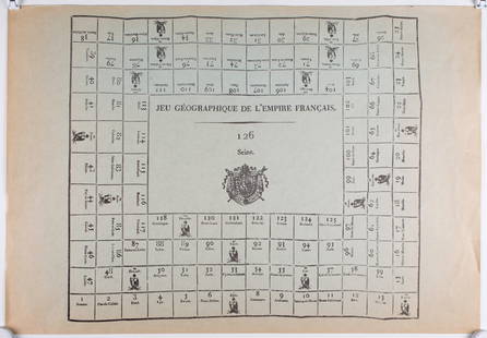 French Jeu de L'oie/ Goose game 1800 French Empire: The Game of the Goose or Goose game is a board game where two or more players move pieces around a track by rolling one or two dice. The aim of the game is to reach square number sixty-three before an