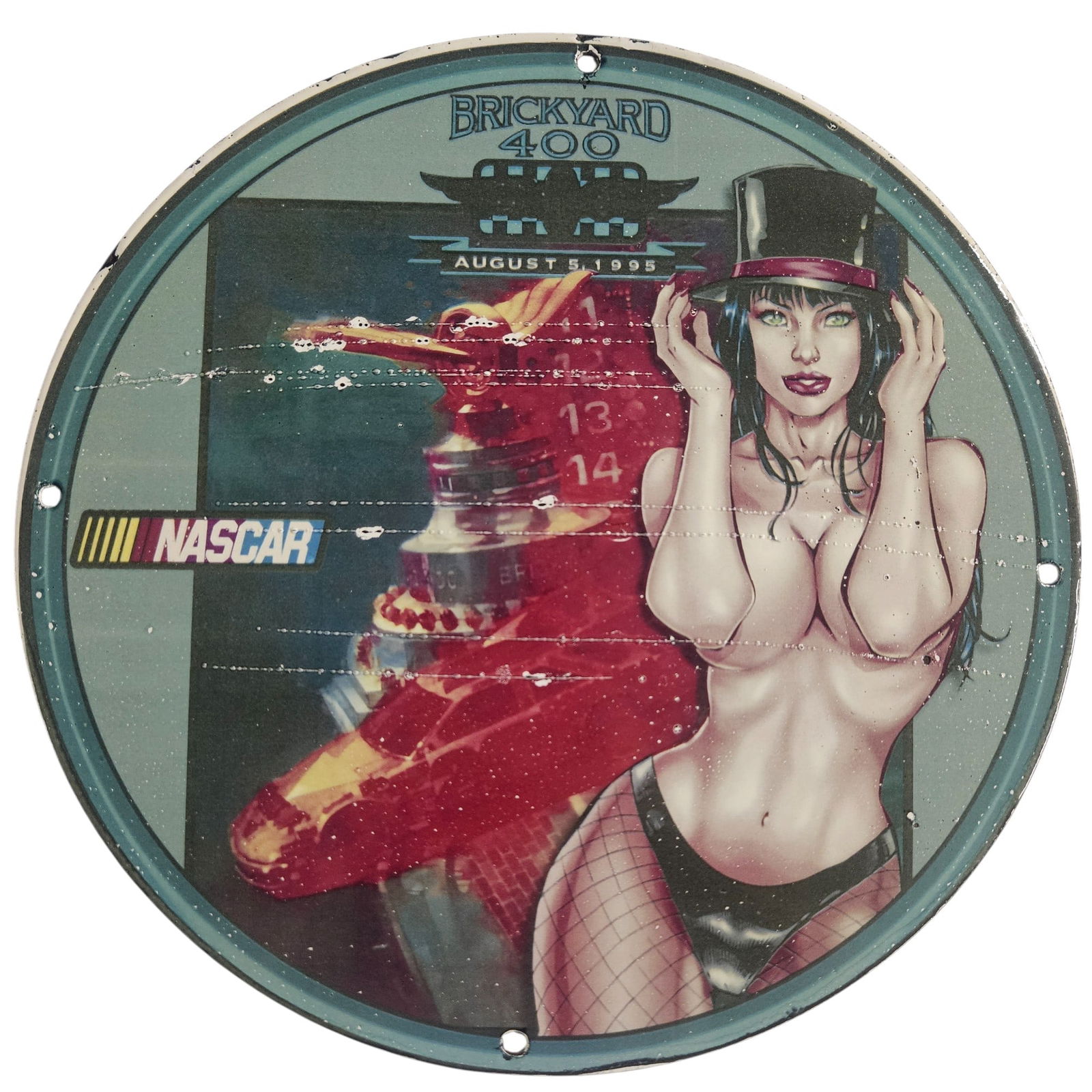 Unique Vintage NASCAR Porcelain Sign - Brickyard 400 - One-of-a-Kind Collectible (1 of 2)