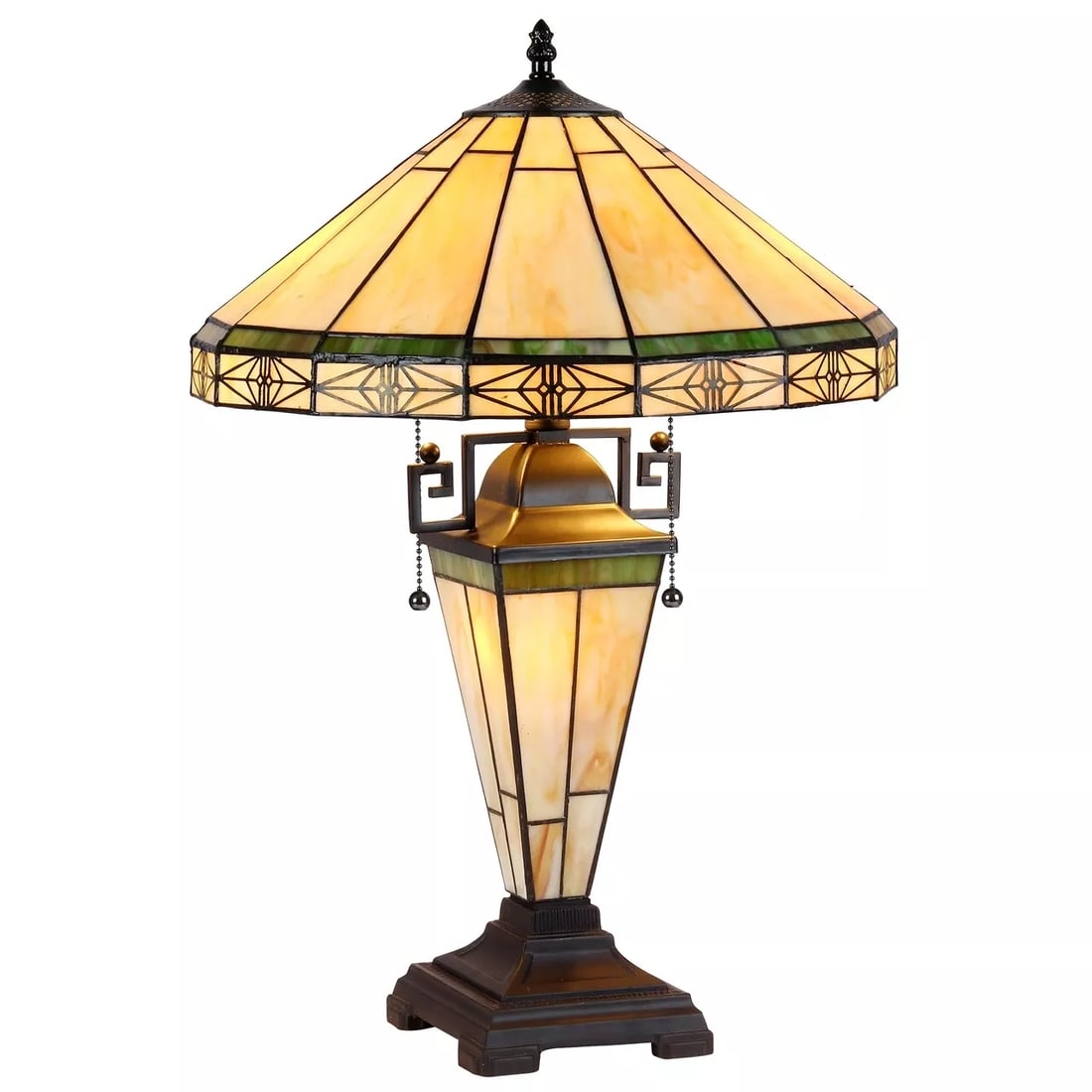 23.4" 3 light Stained Glass Lighted Base Mission Table Lamp (1 of 2)