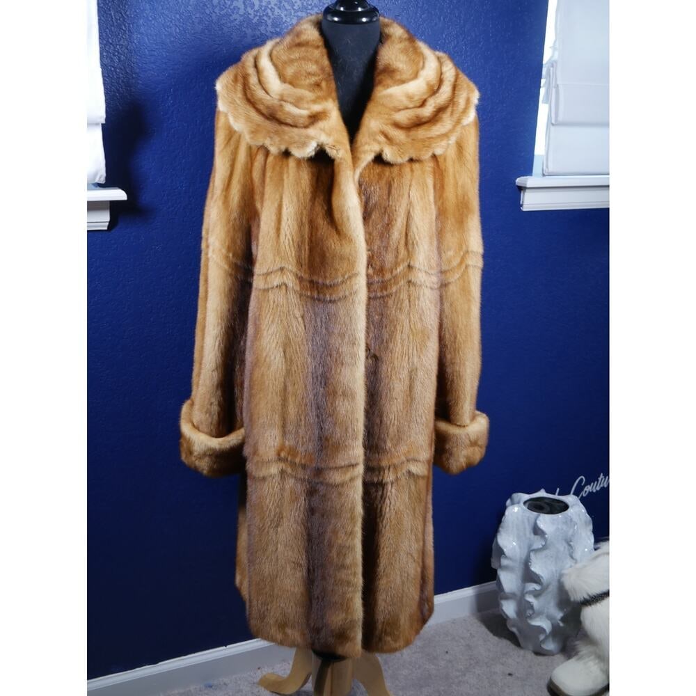 Gorgeous Scalloped Design Whiskey Mink Fur Coat Jacket (1 of 7)