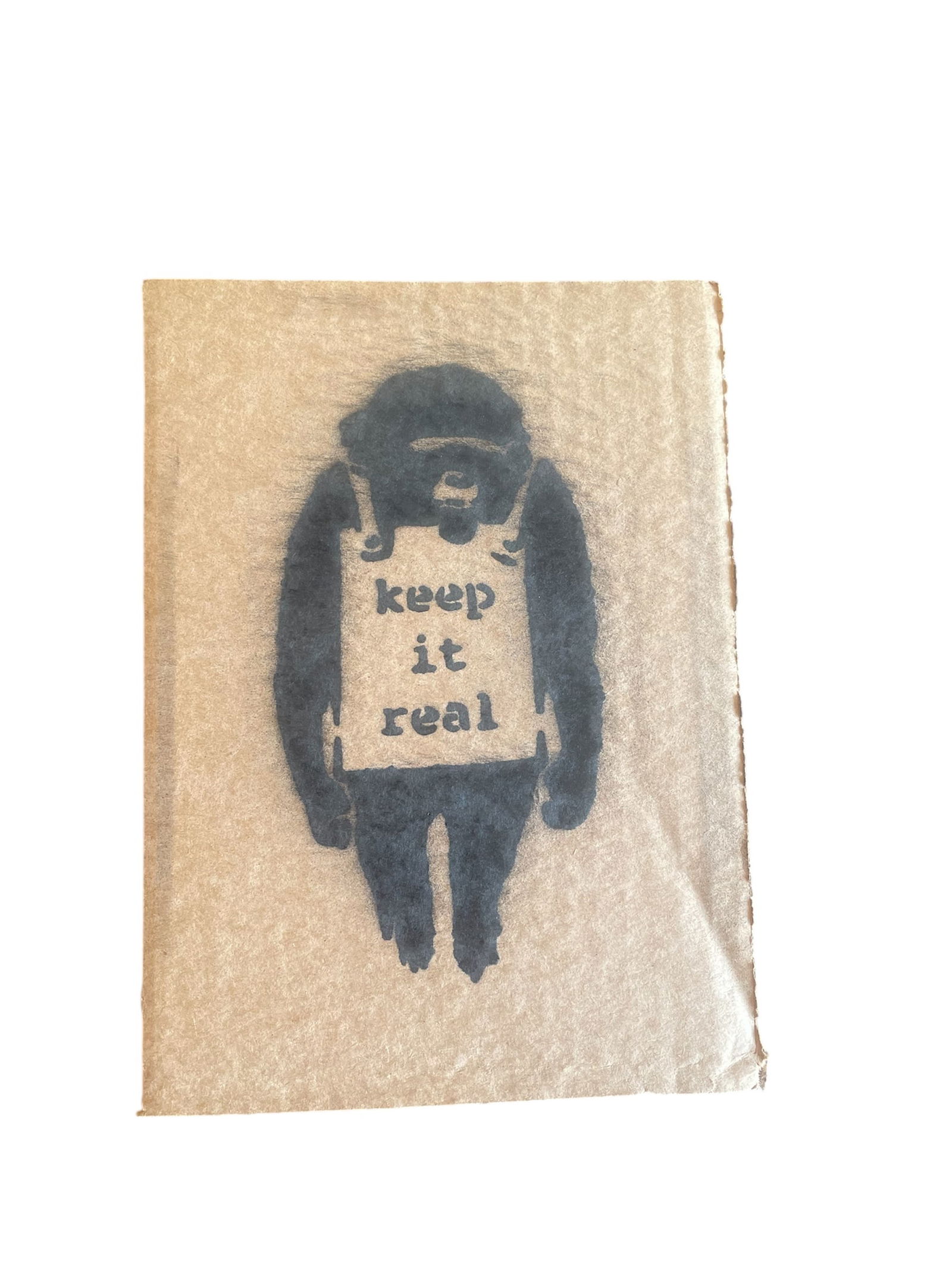 BANKSY 'Keep it Real' Stencil on Cardboard (1 of 2)