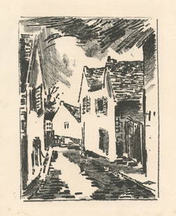 Maurice de Vlaminck original lithograph, 1921: Medium: original lithograph. Printed in Paris in 1921 on Lafuma-Navarre wove paper, and issued in a limited edition of 300 for Georges Duhamel's "Trois journees de la tribu". Size: the total sheet mea