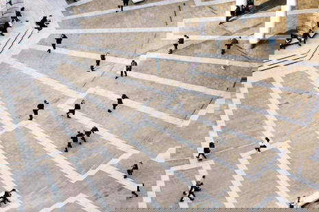 High Angle View Of Pedestrians At Paternoster Square, London, Uk By Alexander Spatari: Description "High angle view of pedestrians at Paternoster Square, London, UK" by Alexander Spatari Tiles and a busy floor of people in London, United Kingdom Unframed C Type Print Print size 20