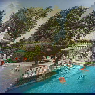 Family Pool ' By Slim Aarons Oversized C Type: Description ' Family Pool ' by Slim Aarons circa 1960: Mrs A Watson Armour III (Jean Schweppe) with friends and family enjoying the pool on their estate at Lake Forest, Illinois. A Wonderful Time -