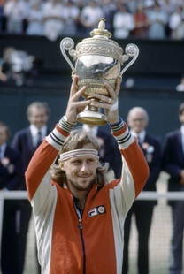 Borg' 1980 C Type Print Framed In Black: Description 'Borg' 1980 C Type Print Framed In Black 5th July 1980. Wimbledon Final. John McEnroe v Bjorn Borg. (photo by Cottrell / Mirror Trinity Group Archives) C Type Print Paper size 16 x