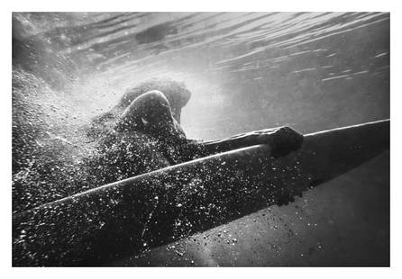 Underwater Surfer 10x12" Silver Gelatin Fibre Print: Description Underwater Surfer 10x12" Silver Gelatin Fibre Print A Woman On A Surfboard Under The Water. Photo by Ben Welsh/The Getty Archive London England Unframed print. Note Other Sizes and