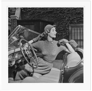 Modelling For Saks Fifth Avenue' Slim Aarons Framed In White: Description Modelling For Saks Fifth Avenue 1955 Photo by Slim Aarons A young woman modelling for a Saks Fifth Avenue catalog shoot, circa 1955 Silver Gelatin Resin Print framed in white solid