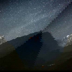 Nilgiri South (6839 M) By Anton Jankovoy: Description "Nilgiri South (6839 m)" by Anton Jankovoy Nepal, ACAP, view of Kali Gandaki Valley with Nilgiri South (6839 m) from Tatopani (1190 m), 2011.Nilgiri in Nepali technically means Blue