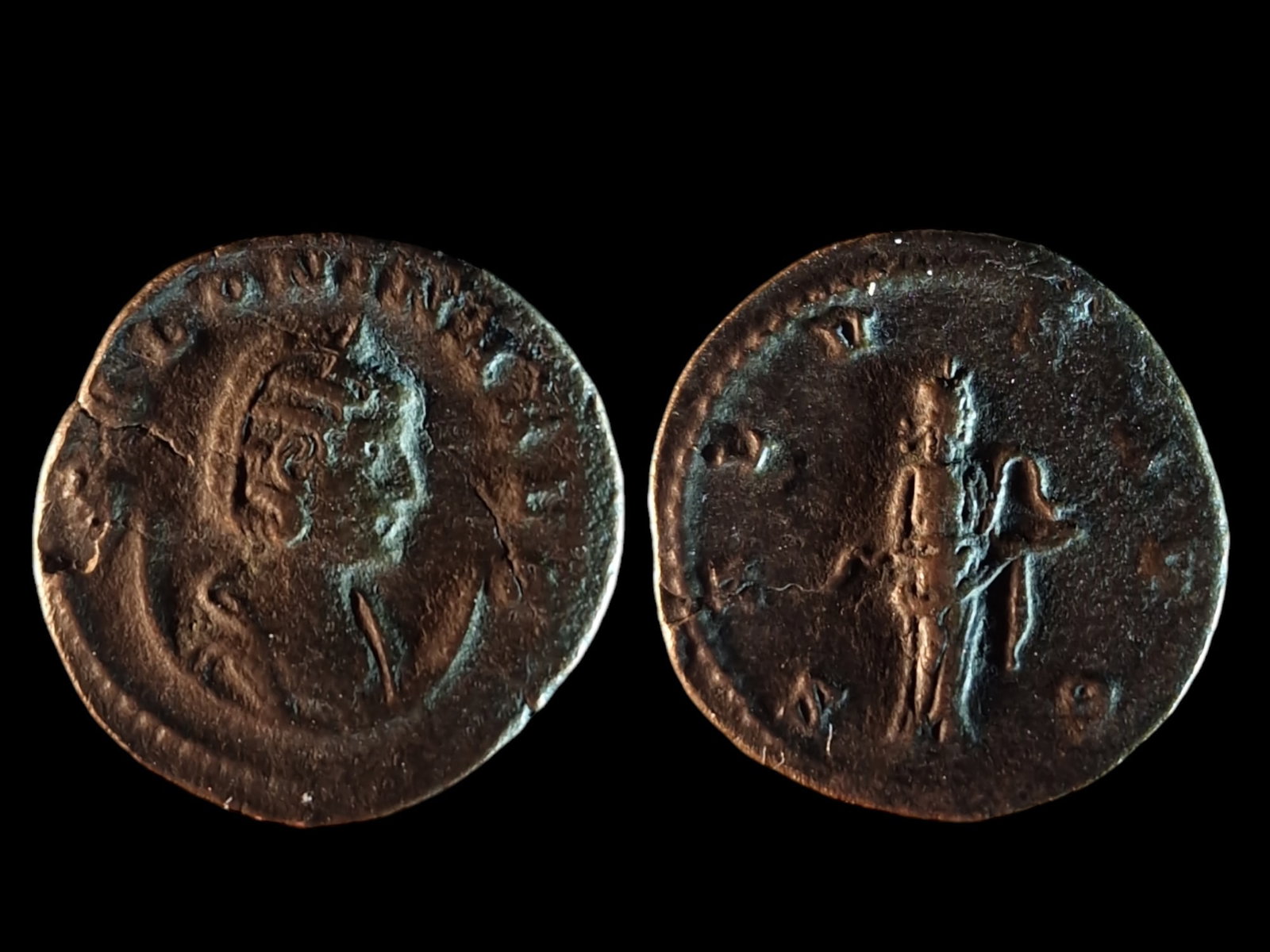 Salonina (AD 254-268): Title: Salonina (AD 254-268) Description: This coin features the bust of Salonina ("SALONINA AVG") on the obverse, with a diadem and draped attire. The reverse shows Fecunditas ("FECVNDITAS AVG") stan