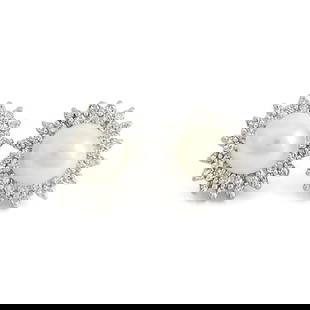 Pearl Diamond Halo Stud Earrings 14K White Gold, .50 CTW: Pearl Diamond Halo Stud Earrings 14K White Gold, .50 CTW These are lovely earrings! Please let us know if you have any questions. Diamonds: 64 round cuts, .50 ctw, E-F, SI2-I1 Metal: 14K white gold We