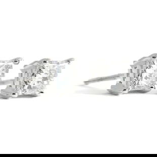 Princess Cut Diamond Stud Earrings 14K White Gold Basket Screw Backs, 1.22 CTW: Princess Cut Diamond Stud Earrings 14K White Gold Basket Screw Backs, 1.22 CTW These are gorgeous diamond earrings! Please let us know if you have any questions. Diamonds: 2 princess cuts, 1.22 ctw, H