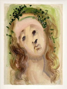 Salvador Dali Woodcut Purgatory 10 Virgil's face: Artist: Salvador Dali Country: Spain Title: Purgatory 10 - Virgil's face Medium: Original Woodcut Marks: Not signed not numbered paper Size: BFK Rives paper 13.4 x 9.8 inch Printed: 1960