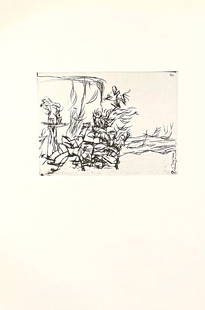 1947 Paul Klee Engraving 8 Pergola 1910: Artist: Paul Klee Country: Switzerland / Germany Title: Pergola-1910 Medium: Engraving - 8 printed: 1947 by Meriden Gravure Company Size: Vellum paper 12 x 9 inches, Same size as the