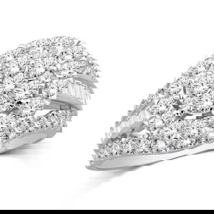 10 KT White Gold 1 CTTW Diamond Engagement Ring: Title: 10 KT White Gold 1 CTTW Diamond Engagement Ring Description: This eye-catching engagement ring is available in 10 KT White Gold. There are 72 round / tapper diamonds with a total carat weight o