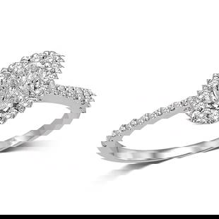 Lovecuts 14 KT White Gold 9/10 CTTW Diamond Engagement Ring: Title: Lovecuts 14 KT White Gold 9/10 CTTW Diamond Engagement Ring Description: Fashioned In 14 KT White Gold, This Twist Shank Engagement Ring Feature Oval Shape Solitaire Which Gives Perceived Look