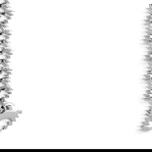 14K- White Gold Solid Link Necklaces: 14K White Gold Polished and Twisted Solid 6.5mm Oval Link 18 Inch Chain Width 6.5 MM Rhodium Plated 33.40 Grams Reserve: $4,200.00 Shipping: Domestic: Shipping rates are determined by destination Inte