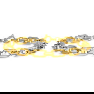 14 Kt- Fancy Flat Anchor Men's Link Bracelet: 14 Kt- Fancy Flat Anchor Men's Link Bracelet Rhodium Plated 14k Yellow & Rhodium 8.13 Grams Width 6.3 MM Reserve: $1,500.00 Shipping: Domestic: Shipping rates are determined by destination Internation