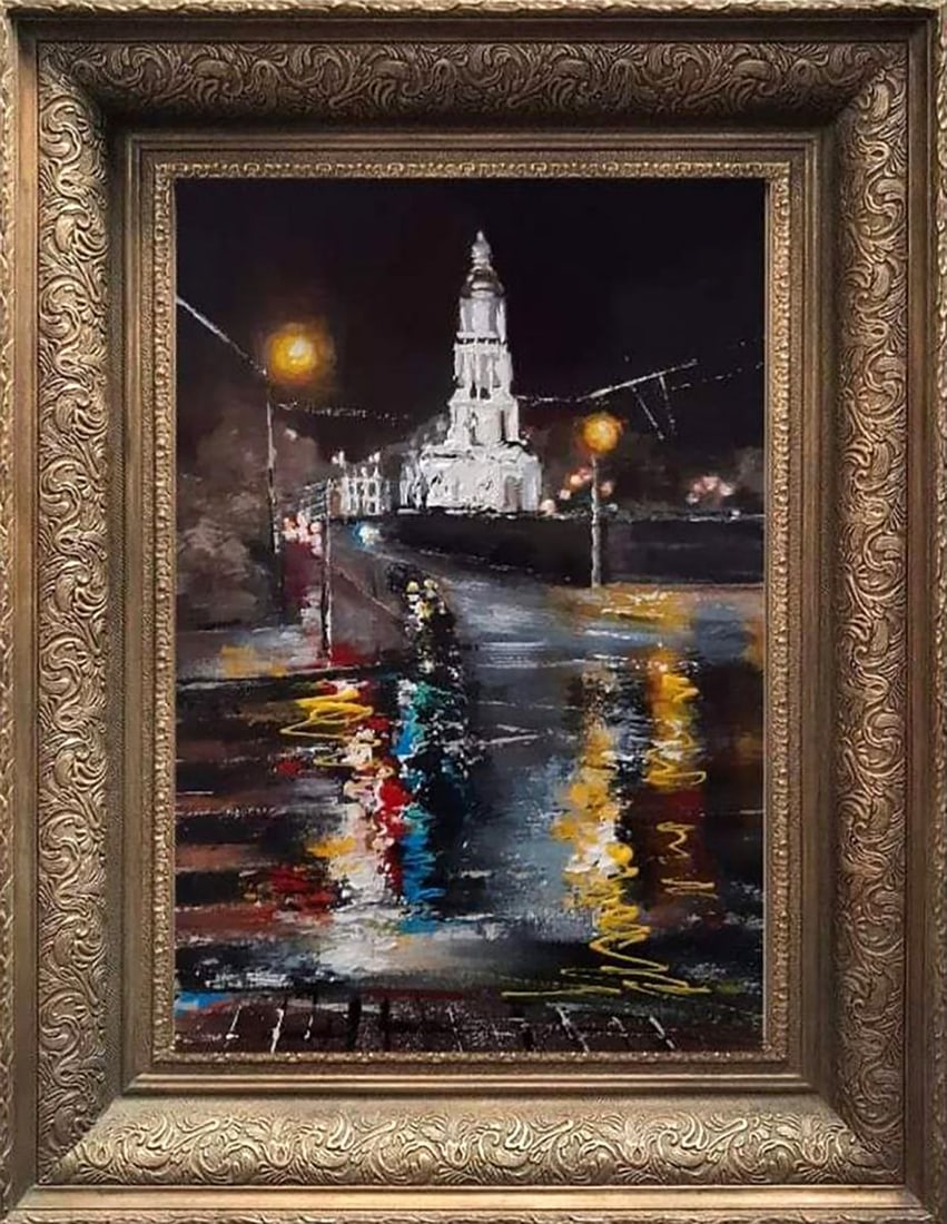 Acrylic painting Beautiful night city Marusya Abashidze: 38ABASH Painter: Marusya Abashidze Size: 20x30 cm/7.87x11.81 inches Components: acrylic, canvas Original painting CONDITION: excellent ARTIST: Marusya Abashidze is a Ukrainian artist who works under a