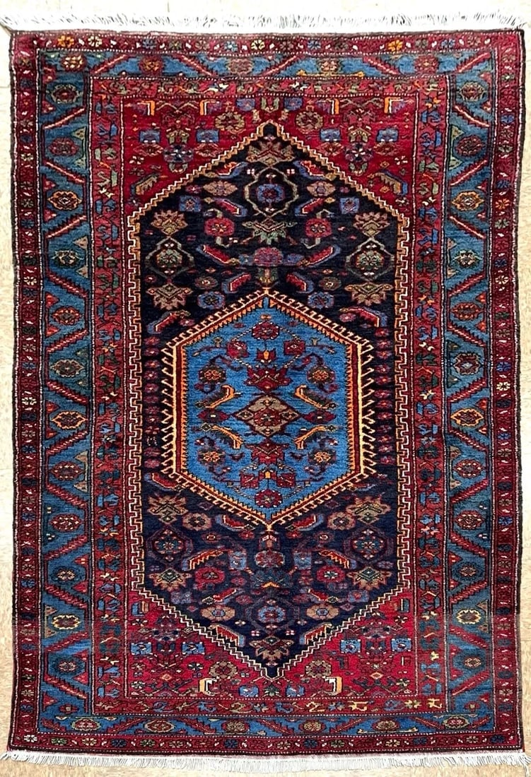 Antique Persian Zanjan Hand Knotted Tribal Navy Wool Oriental Rug 4'10" x 7'7" (1 of 12)