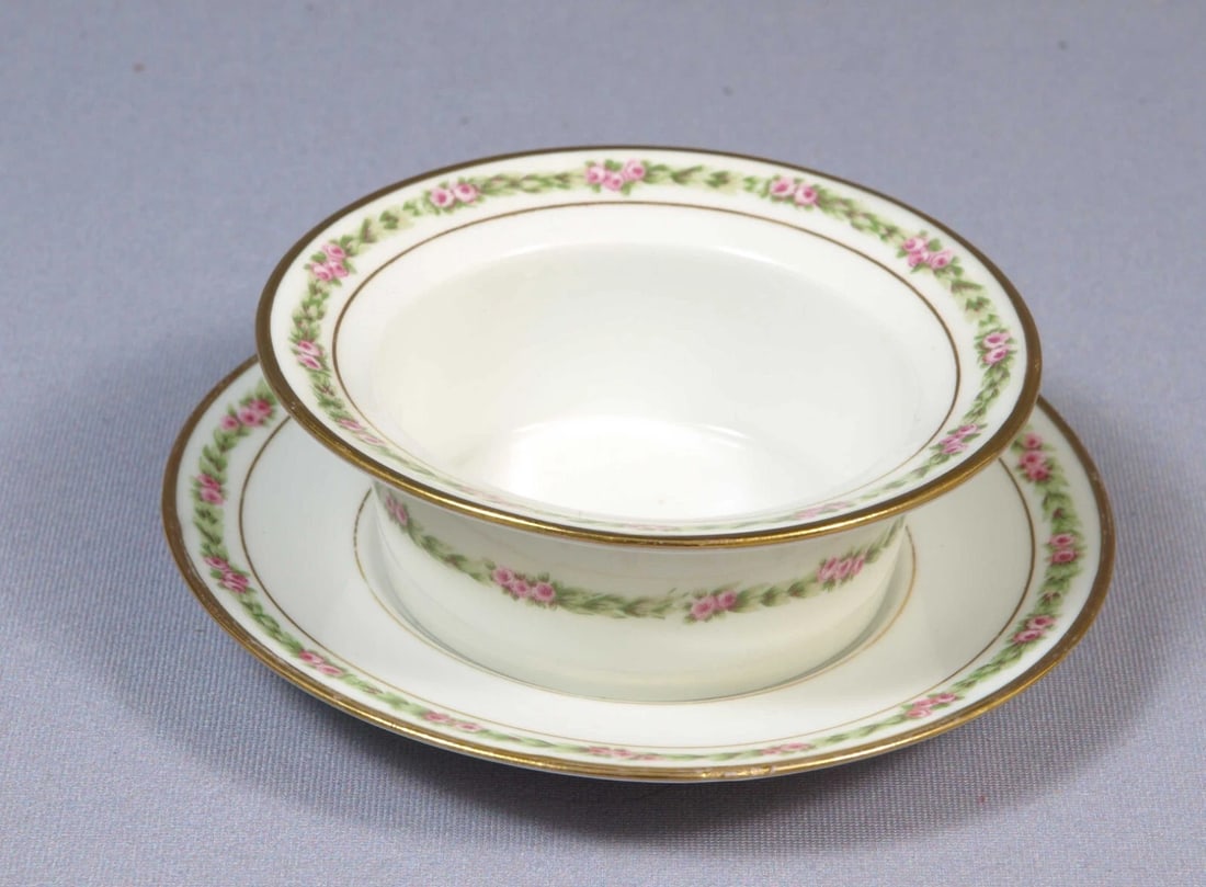 Limoges France CH Field Haviland GDA RAMEKIN PLATE BOWL DISH RARE Rose Garland (1 of 4)