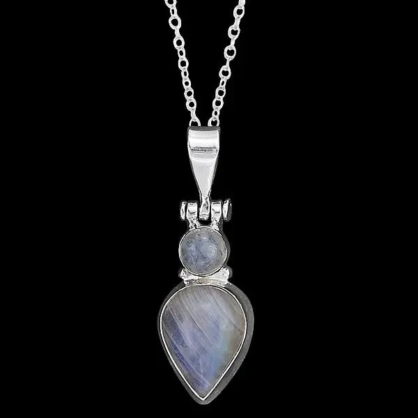 Beautifully Designed Sterling Silver Pendant with Rainbow Moonstone (1 of 1)
