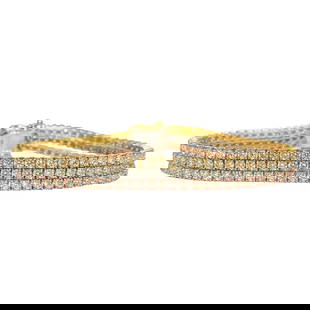 10.50ct 3 Row Tennis Bracelet Trio Color 10k Gold: Metal: Solid 10k Gold (yellow, rose and white). Diamonds: 10.50 cwt. VVS-VS clarity. H color diamonds. 100% natural earth mined diamonds. Round brilliant cut. Beatuiful 3 row diamond tennis bracelet.