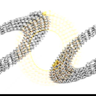 23CT VVS Diamond Tennis Necklace: Metal: 14K yellow gold. Diamonds: 23CWT. VVS-VS clarity. H color. 24" necklace. 100% natural earth mined diamonds. Round brilliant cut diamonds. Gorgeous big pointer diamond tennis necklace. Unisex