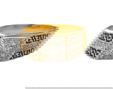 Versace style Diamond Ring: Metal: 14k yellow gold. 0.85ct diamond, SI1 clarity, G color. 100% natural earth mined diamond. 7.17 grams total. Ring size: US 10.50 Reserve: $1,150.00 Shipping:Domestic: Shipping rates are