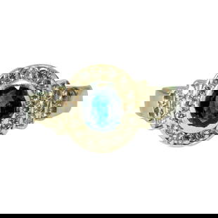 Contemporary 2.75 Carat Blue Sapphire Diamond Cocktail Ring: Metal: 18k white gold. 1.50 carat blue sapphire, oval cut. TCW of the diamonds: 1.25 carats. VVS Clarity and F color diamonds.All precious stones are 100% natural earth mined and genuine. Womens