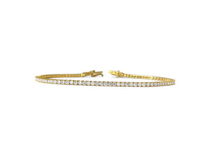Unisex 3.08ct VVS Diamond Tennis Bracelet: Metal: 14k yellow gold. Diamonds: 3.08cwt. VVS-VS clarity. H color. 100% natural earth mined diamonds. Round brilliant cut set in prongs. Gorgeous finish and shine. Top of the line diamond tennis