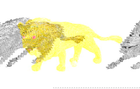 18K Yellow Gold Platinum LION Diamond Ruby Pin: 18K Yellow Gold and Platinum. 0.09 Carat Diamond and Ruby. Exquisite LION pin. Tremendous work on the piece and superb detail. Perfect UNISEX jewelry. Reserve: $2,990.00 Shipping:Domestic: Shipping