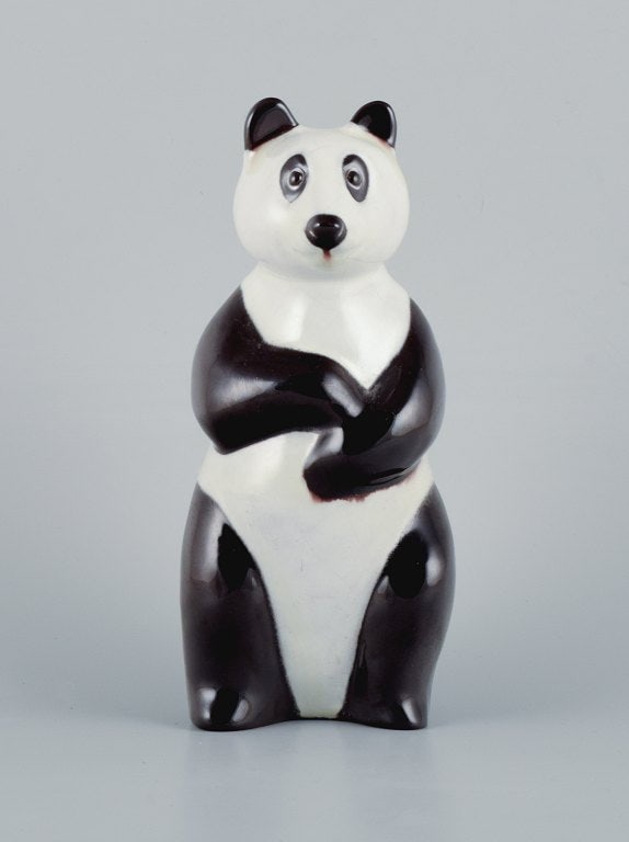 Mari Simmulson for Upsala Ekeby, rare hand-painted ceramic panda figure.: Mari Simmulson for Upsala Ekeby, rare hand-painted ceramic panda figure. Model number 4224. 1960/70s. Marked. Dimensions: H 21.0 x D 9.5 cm. Reserve: $392.00 Shipping: Domestic: Shipping rates are det