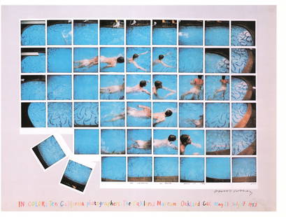 David Hockney Oakland Museum Poster: Description: David Hockney Oakland Museum Poster measuring at 10.5x13.5 inches Date: Unknown Material: Fine Art Paper Reserve: $40.00 Shipping: Domestic: Flat-rate of $14.00 to anywhere within the con