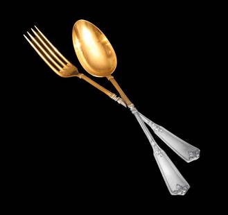 SOUFFLOT - 9 ANTIQUE LOUIS XVI STERLING SILVER FLATWARE SERVING PIECES: Title: SAVARY - 146pc. ORIGINAL FRENCH ART DECO 950 STERLING SILVER FLATWARE SET Description:Direct from Paris, 6 Stunning Antique Sterling Silver Presentation Platters (Chargers) in "Near New" Condit
