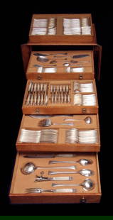 SAVARY - 146pc. ORIGINAL FRENCH ART DECO 950 STERLING SILVER FLATWARE SET: Title: Puiforcat (Hermes) 2pc. Louis XVI Covered 950 Sterling Silver Vegetable Server / Tureen - Like New ! Description:Direct from a Private Residence in Paris, A Magnificent 19th Century, Louis XVI