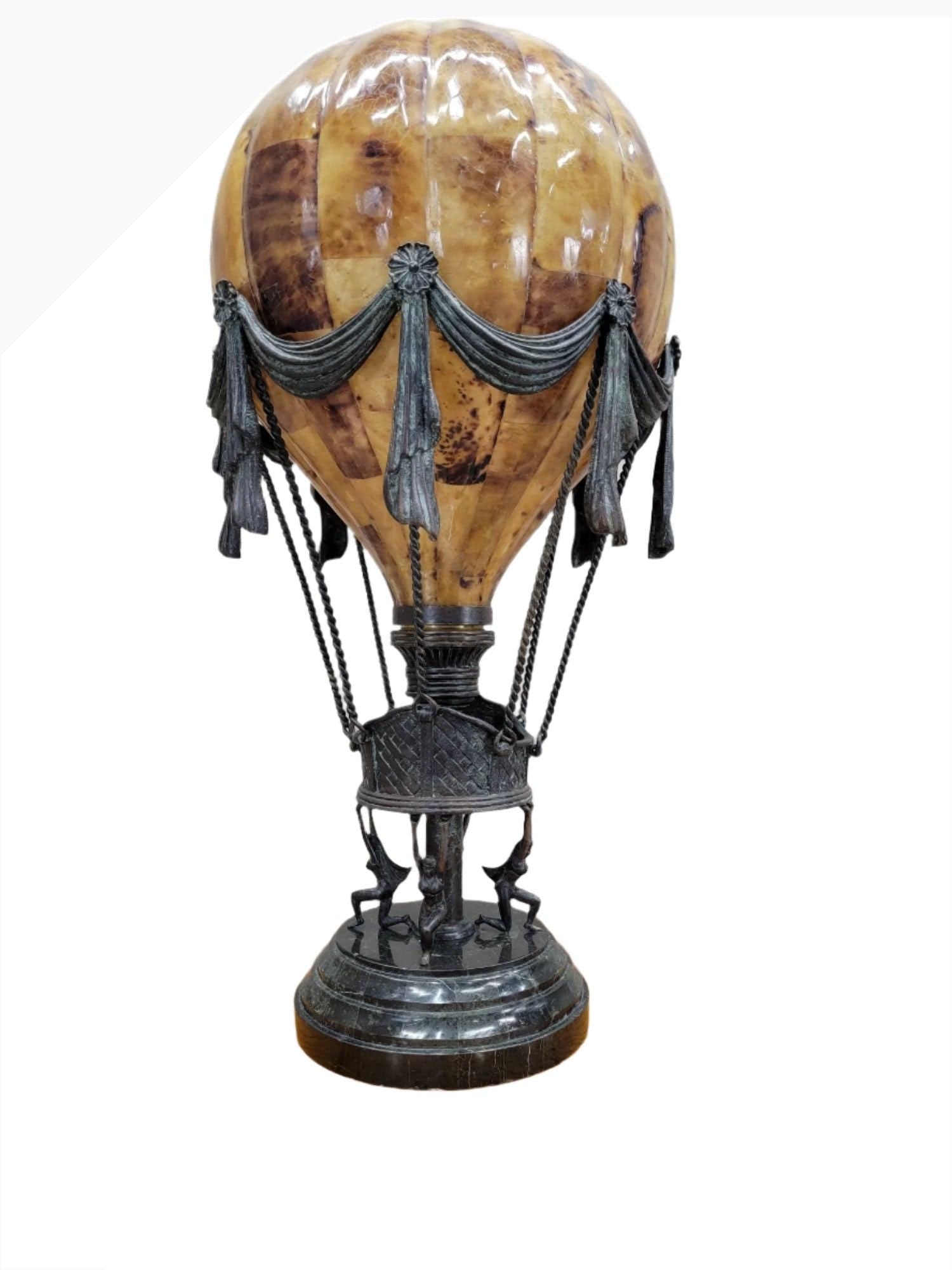 Vintage Maitland Smith Bronze/Penshell Hot Air Balloon Table Lamp (1 of 9)