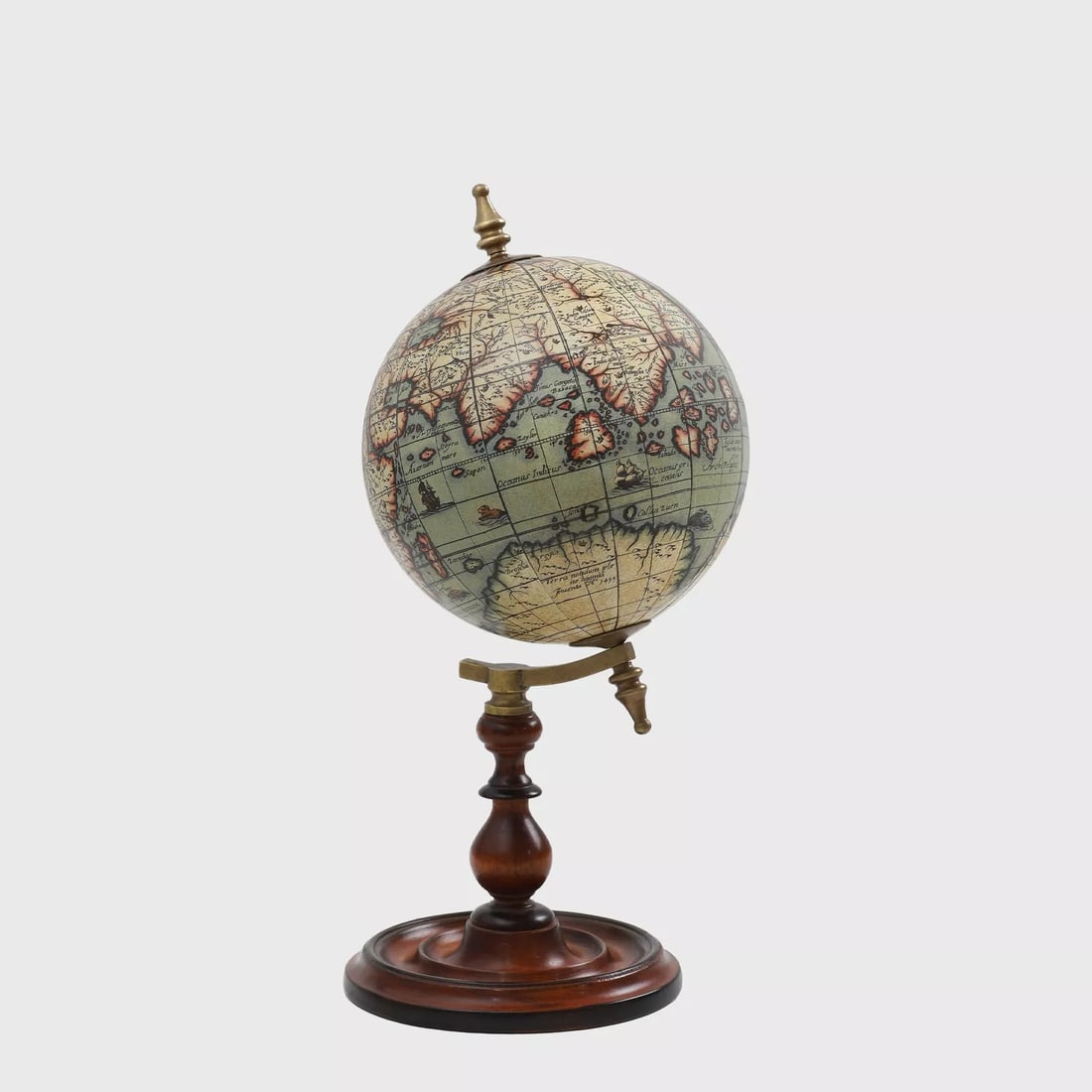 Old World Style 8" Globe w Turned Wood Stand (1 of 2)