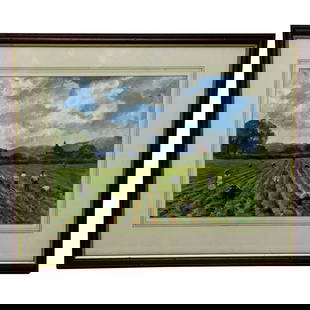 British Impressionist Oil Painting Busy Picking Strawberry Fields In South Downs: British Impressionist Oil Painting Busy Picking Strawberry Fields In South Downs 1 Fine British Impressionist Oil Painting Busy Picking In Strawberry Fields South Downs Near Burgess Hill Countryside L