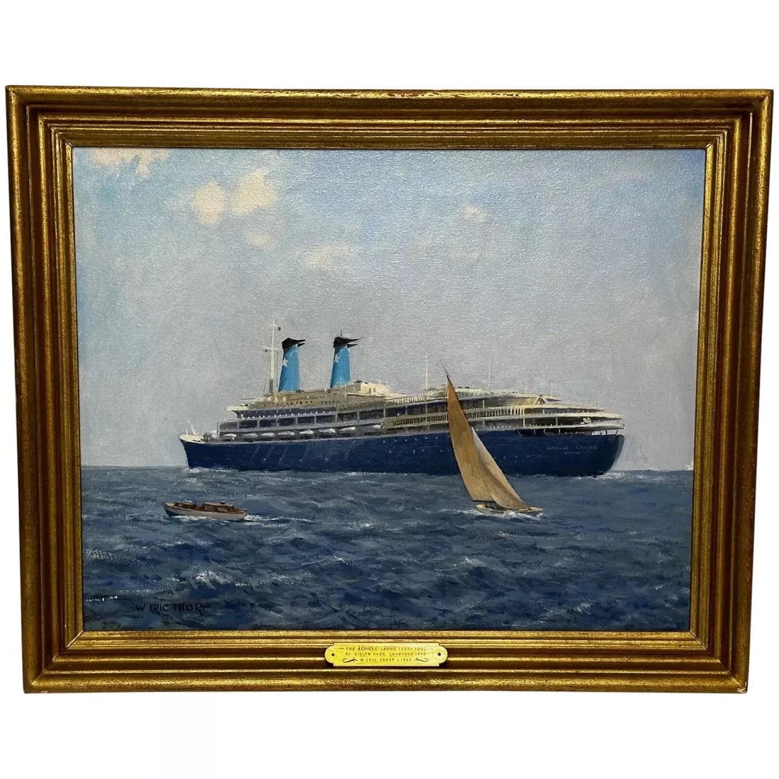 Oil Painting MS Achille Lauro Ship Ex Willem Ruys By William Eric Thorp C1966: Oil Painting MS Achille Lauro Ship Ex Willem Ruys By William Eric Thorp C1966 1 British Marine Oil Painting MS Achille Lauro Ship Ex Willem Ruys By William Eric Thorp. This ship has been featured on a