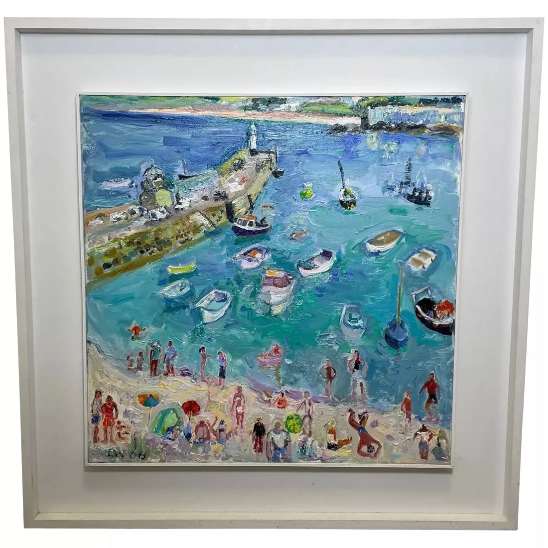 Expressionist Oil Painting St Ives Smeaton's Pier Beach Cornwall By Linda Weir: Expressionist Oil Painting St Ives Smeaton's Pier Beach Cornwall By Linda Weir 1 Fine Contemporary Expressionist Art Oil Painting Famous Seaside South Coast Beach Landscape St Ives Cornwall" Smeaton's