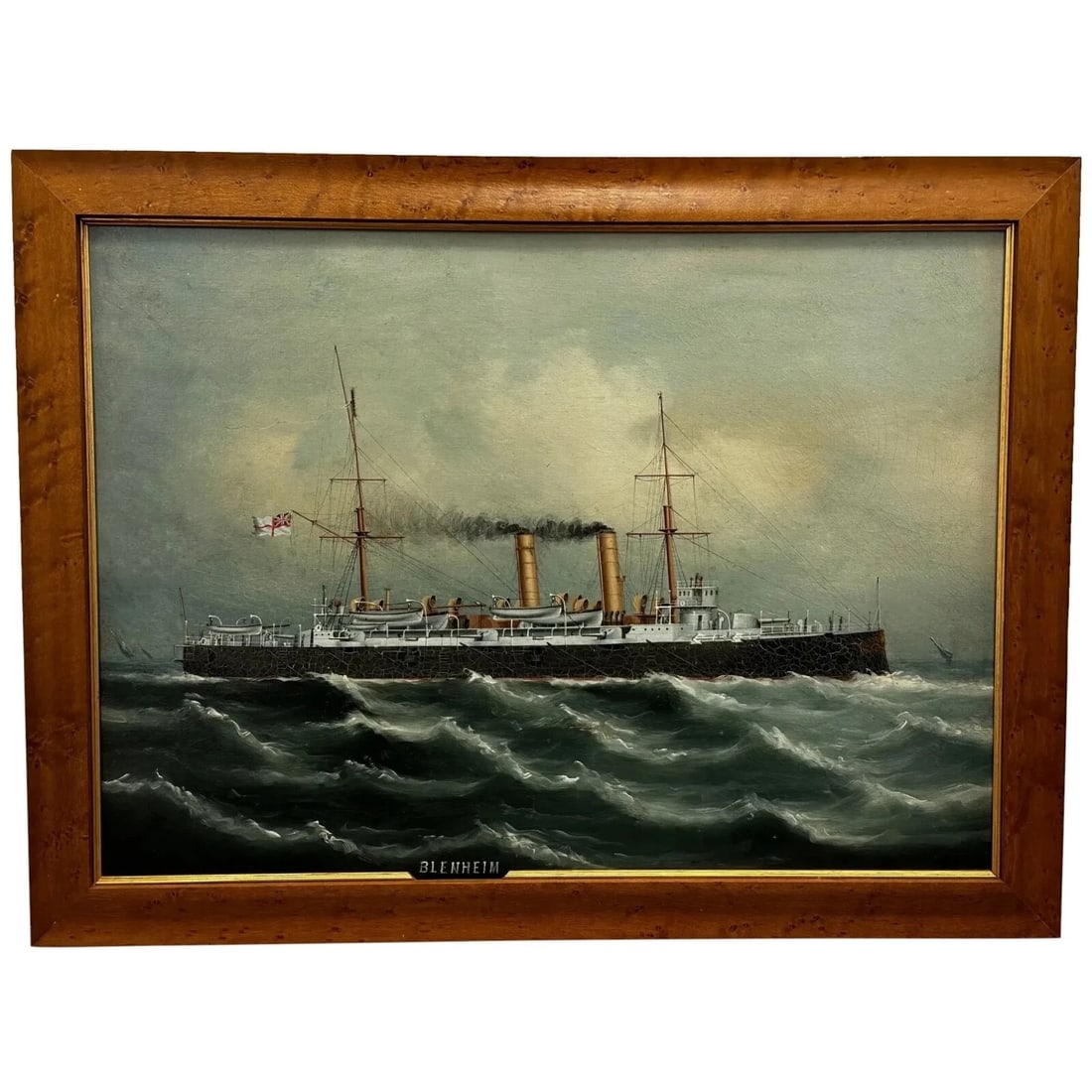 Oil Painting Marine Ship Blake Class Cruiser Royal Navy HMS Blenheim C1900's: Oil Painting Marine Ship Blake Class Cruiser Royal Navy HMS Blenheim C1900's 1 Fine Antique British Work of Art Oil Painting Marine Ship Blake Class Cruiser Royal Navy HMS Blenheim C1900's. Subject se