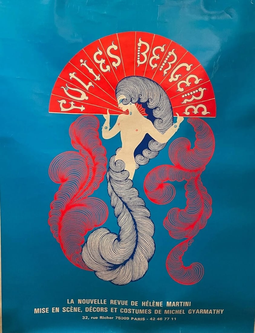 Original Vintage Erte "Folies Bergere" Poster Linen backed (1 of 4)