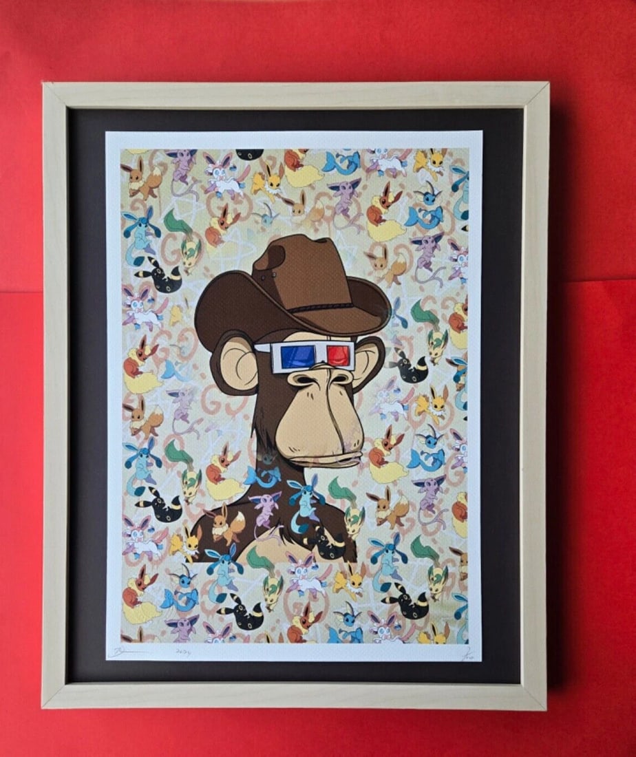 Death NYC Large Framed 16x20in Pop Art Hand Signed ANTI-CRYPTO POKEMONS COA #9: Up for Sale this Beautiful and Scarce Print by Pop Art Graffiti Master Artist Death NYC Hand Signed in Pencil Numbered X/100 or Proof This piece is mounted on a 20 x 16 in. black acid free black board