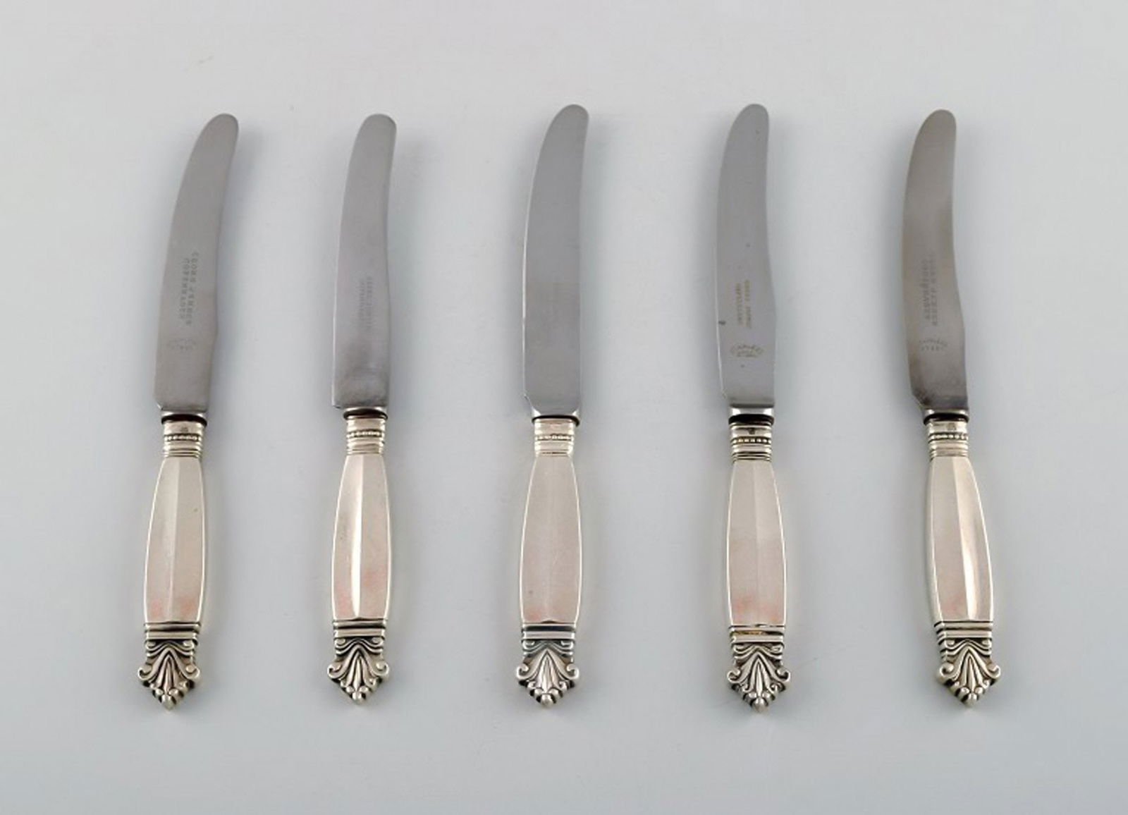 Early Georg Jensen Acanthus Sterling Silver Fruit Knives. 5 pcs. in stock. (1 of 4)